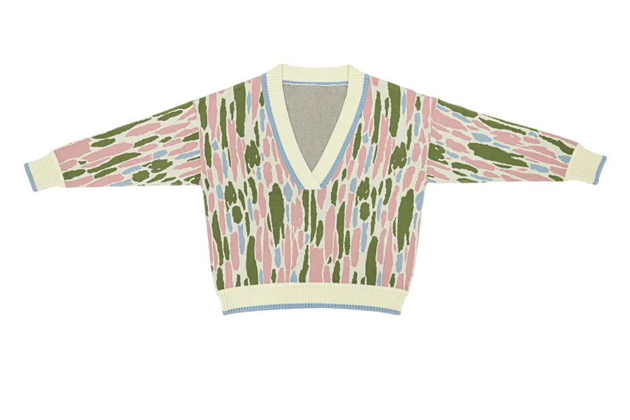 Pattern V-Neck Cardigan